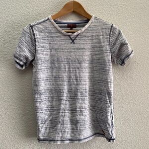 7 For All Mankind 7FAM Striped White Blue T-Shirt 100% Cotton Boys Large